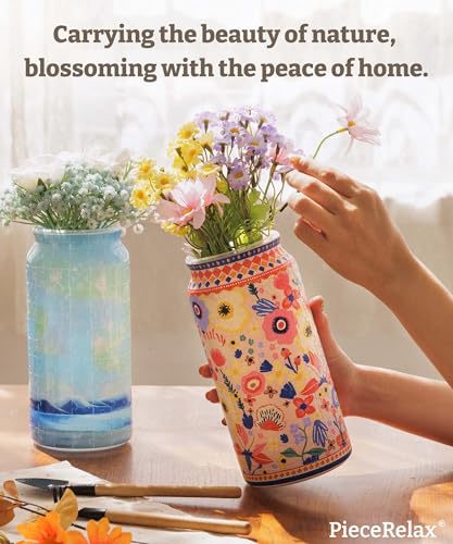 PieceRelax Unique Flower Vase 3D Puzzle Vase for Adults to Flower Arrangement and Home Decoration Made by 192 Curved Plastic Puzzle Pieces Woven Blooms BV1001 - Image 5