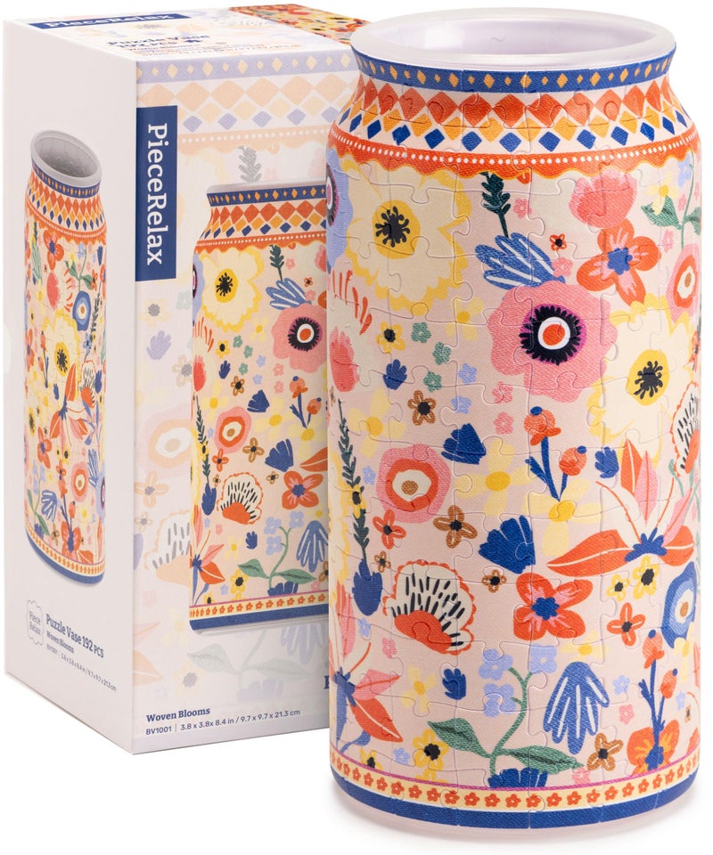 PieceRelax Unique Flower Vase 3D Puzzle Vase for Adults to Flower Arrangement and Home Decoration Made by 192 Curved Plastic Puzzle Pieces Woven Blooms BV1001 - Image 3