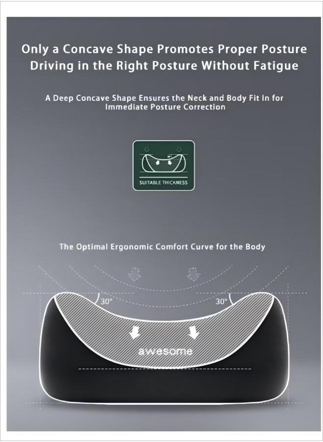 Generic Car Back Cushion Lumbar Support  Memory Foam Ergonomic  Back Support Cushion  Office Chairs Car Seat For Pain Relief  Four Season Universal Breathable (Black)  - Image 5