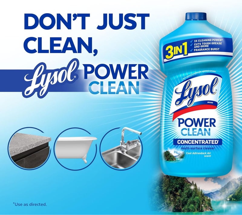 Lysol Power Clean Multi Surface Cleaner 828ml – Concentrated 3 in 1 Cleaning Solution, Removes Grease & Dirt, Long Lasting Fresh Fragrance, Ideal for Kitchen, Floor & Bathroom - Image 3
