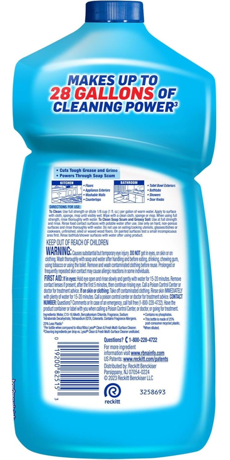 Lysol Power Clean Multi Surface Cleaner 828ml – Concentrated 3 in 1 Cleaning Solution, Removes Grease & Dirt, Long Lasting Fresh Fragrance, Ideal for Kitchen, Floor & Bathroom - Image 2