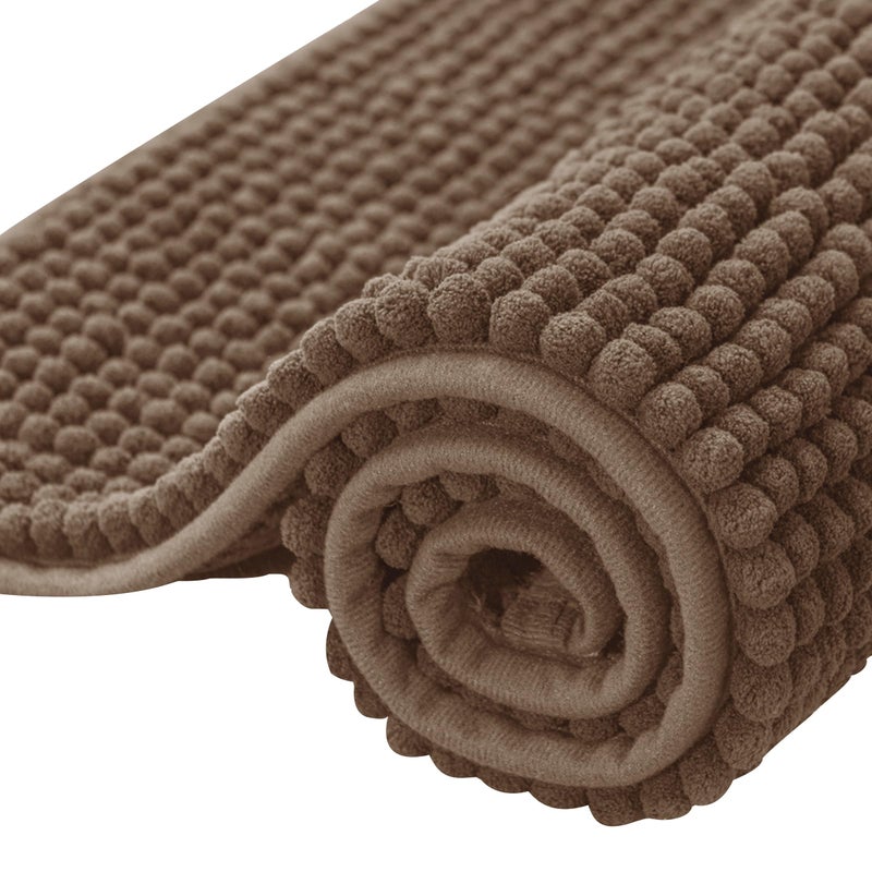 SUBRTEX Bathroom Rugs Chenille Bath Rug Soft Short Plush Bath Mat Soft Shower Mat Water Absorbent Shower Mat Quick Dry Machine WashableBrown18 x 24 - Image 2