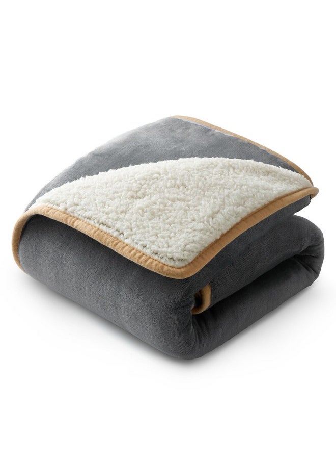 Bedsure Bedsure Waterproof Dog Blankets for Small Dogs - Small Cat Blanket Washable for Couch Protection, Sherpa Fleece Puppy Blanket, Soft Plush Reversible Throw Furniture Protector, 25"X35", Grey  - Image 1