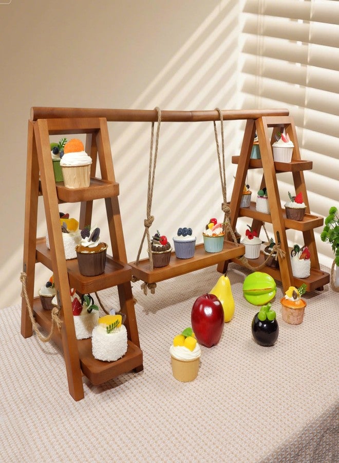 Tnstbiee Rustic 3-Tier Cupcake Stand - Wooden Desserts Stand for Cakes,Pastries &Fruits - Removable Trays& Foldable Design-Perfect for Parties Home Events and Weddings-Ideal Gift For Party Enthusiasts - Image 1