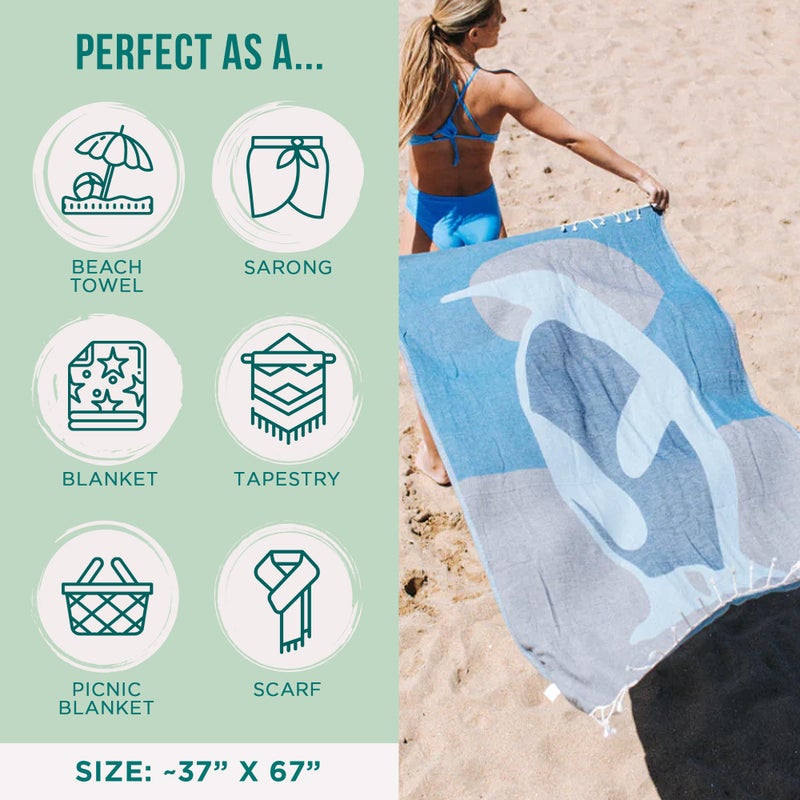 Sand Cloud Turkish Beach Towel - Sand Free - 100% Organic Turkish Cotton Yarn - Quick Dry Towel for Beach, Picnic, Blanket or Bath - As Seen on Shark Tank - Marine Life (Emperor Penguin) - Image 3