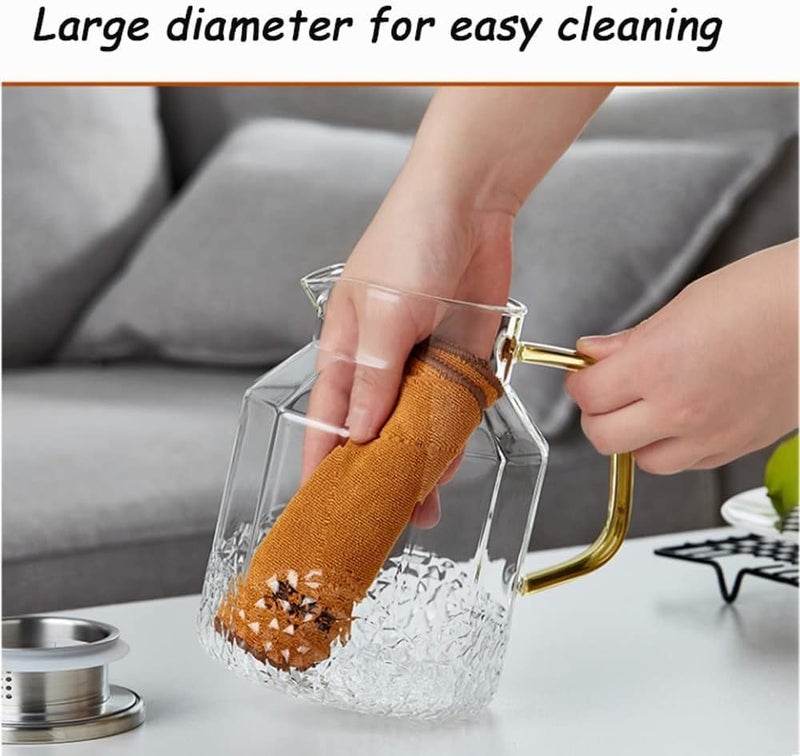 ConvertKitchen Glass Pitcher with Lid and Golden Handle- 1.8 Litre - Borosilicate Glass Water Sun Tea Jar for - Iced Tea, Juice, Milk, Coffee, Fruit Hot & Cold Beverages Carafe - Image 3