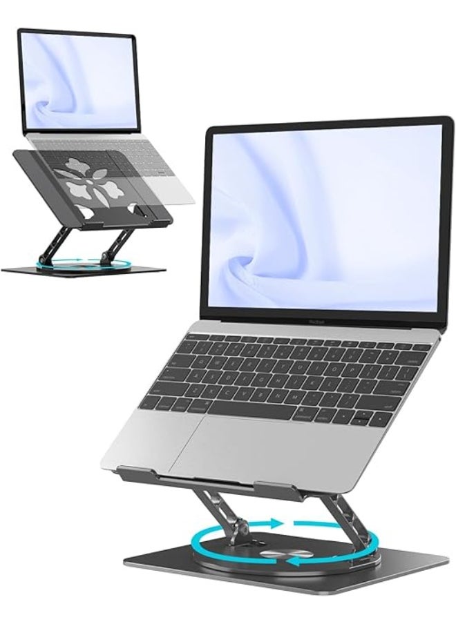Generic Adjustable Laptop Stand with 360° Rotating Base – Comfortable Aluminum Laptop Holder for Laptops up to 15.6 Inch – Black  - Image 1