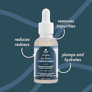 Nature Spell 2 BHA Liquid Exfoliant Salicylic Acid Skin Perfecting Tonic 30ml Infused with Sea Moss Face Exfoliating Peel Prevent Breakouts and Minimise Pores Made in the UK - Image 2