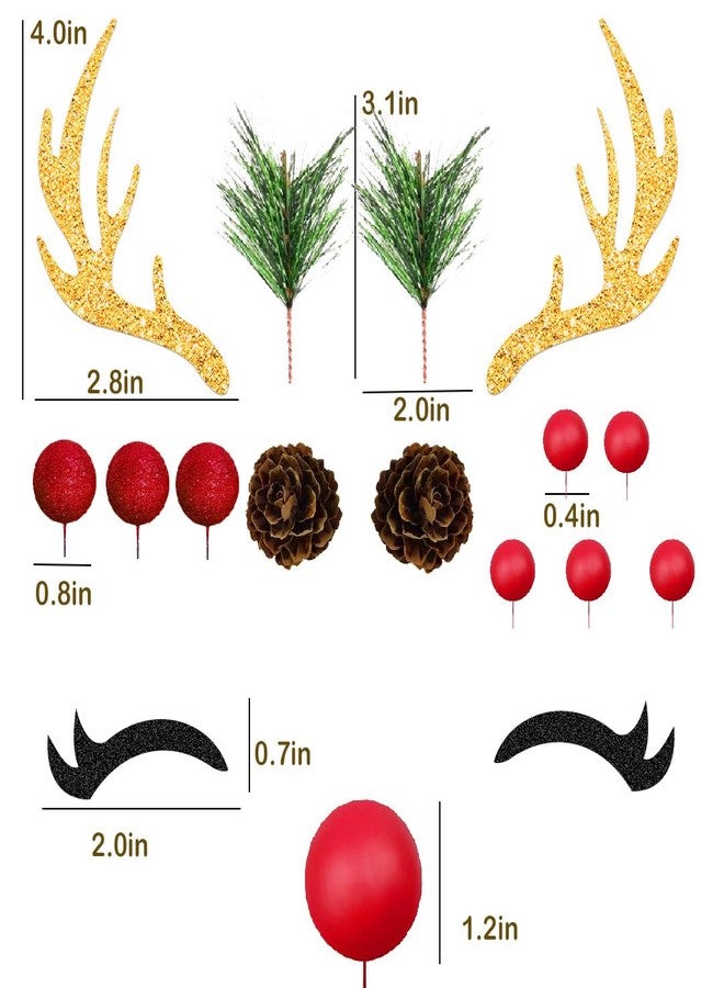ChoJoy 15PCS Christmas Cake Topper Reindeer Ears Eyelashes Antler Cake Decorations Set for Christmas Reindeer Themed Party - Image 3