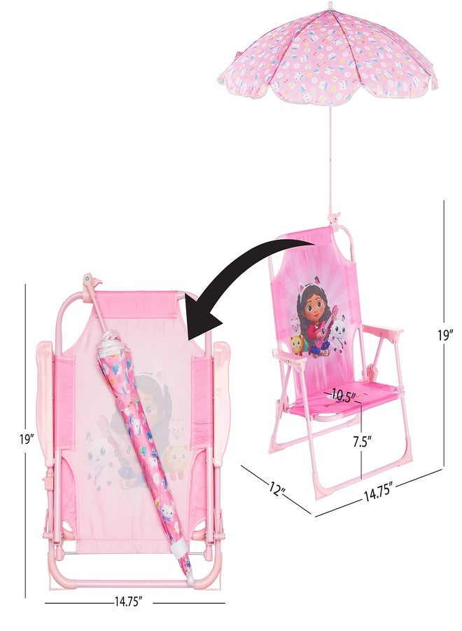 Idea Nuova Gabby’s Dollhouse Kids Folding Beach Chair with Umbrella, Outdoor Chair for Girls Ages 3+,Portable, Lightweight, UV Protection - Patio, Pool, Beach Travel Accessory - Image 3