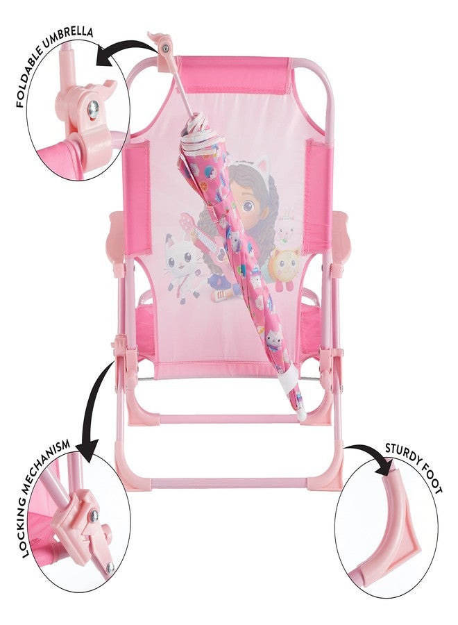 Idea Nuova Gabby’s Dollhouse Kids Folding Beach Chair with Umbrella, Outdoor Chair for Girls Ages 3+,Portable, Lightweight, UV Protection - Patio, Pool, Beach Travel Accessory - Image 4