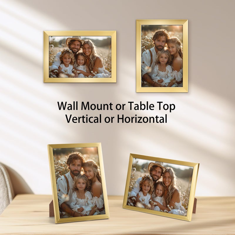 جيفت جاردن GiftGarden 4x6 إطار الصورة الذهب 4 × 6 إطار صور رفيع لعرض الجدار المنصية - Image 3