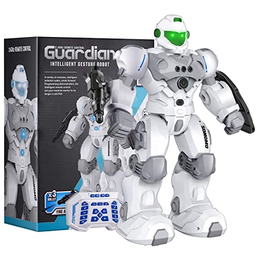 SONOMO Toys for 69 Year Old Boys RC Robot Gifts for Kids Intelligent Programmable Robot White - Image 1