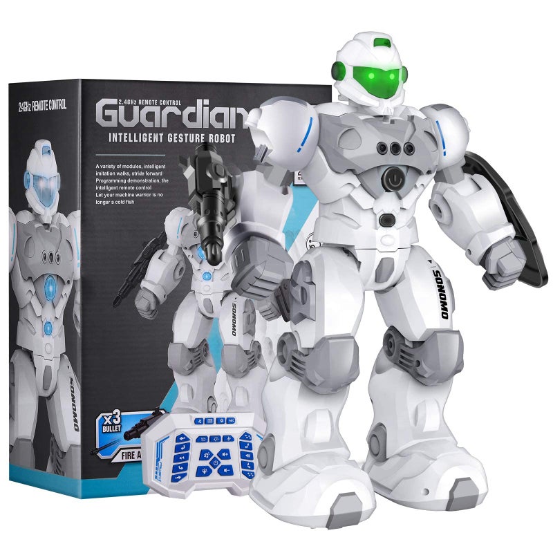 SONOMO Toys for 69 Year Old Boys RC Robot Gifts for Kids Intelligent Programmable Robot White - Image 2
