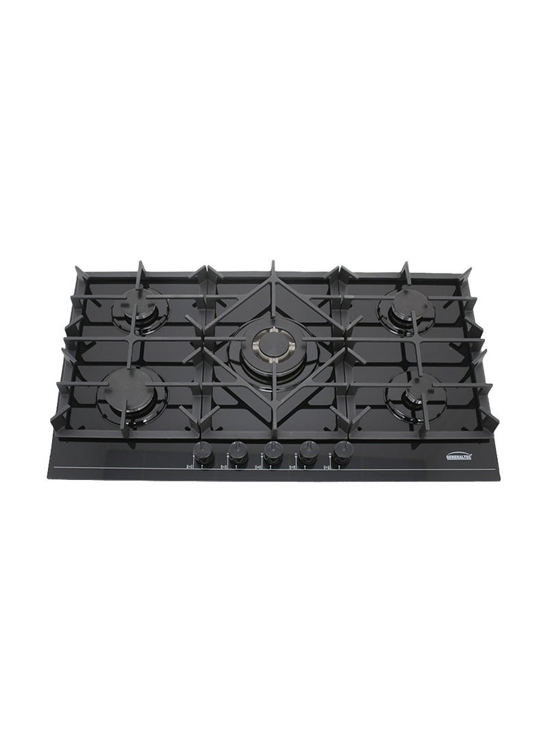 GENERALTEC Generaltec 5-Burner Gas Hob 90cm - Attractive Design, 8mm Tempered Glass Worktop - Automatic Ignition, 5 Heating Zones |Ergonomic Design, Stainless Steel Body GCBT905GF 
