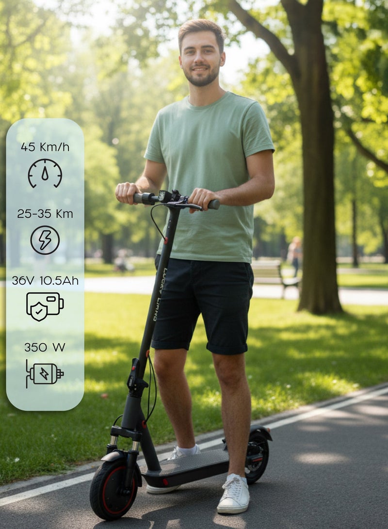 لاكي ليانغ سكوتر كهربائي قابل للطي LUCKY LIANG L11 PRO، موتور 350 واط، بطارية 36V 10.5Ah، سرعة 45 كم/س، مدى 35 كم، إطارات طريق 8.5 إنش، هيكل ألومنيوم، 3 سرعات + خوذة وسترة مجانًا - Image 2