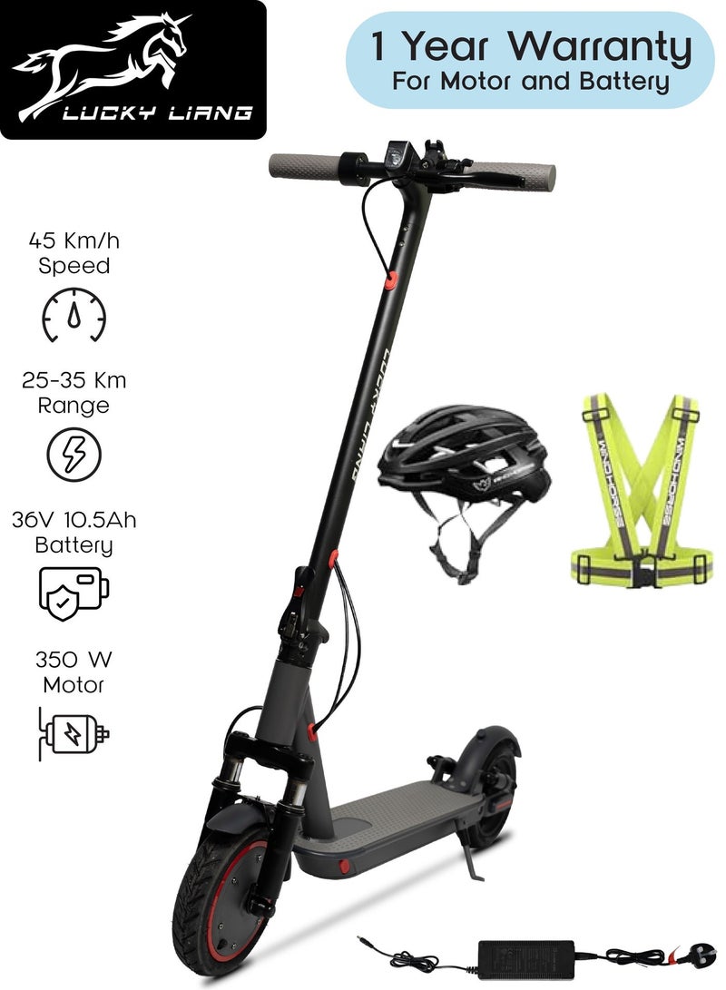 لاكي ليانغ سكوتر كهربائي قابل للطي LUCKY LIANG L11 PRO، موتور 350 واط، بطارية 36V 10.5Ah، سرعة 45 كم/س، مدى 35 كم، إطارات طريق 8.5 إنش، هيكل ألومنيوم، 3 سرعات + خوذة وسترة مجانًا - Image 1