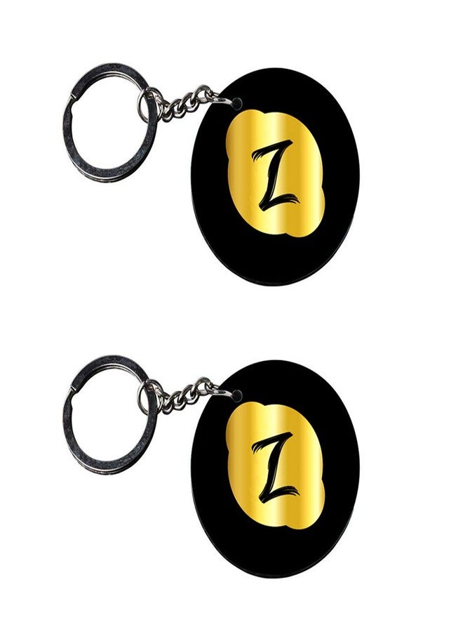 Anuman007 | Alphabet Z keychain | keychain for leather Printed Wooden Keychains | Circle Shape Set of 2 keyrings 2x2 inch - Image 1