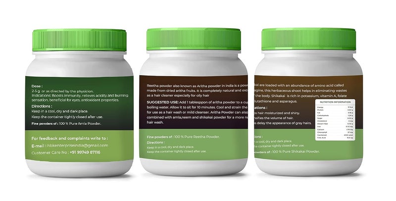 Vedcare Amla  Reetha  Shikakai Powder Combo Pack for Healthy Hair 200g X 3 - Image 2