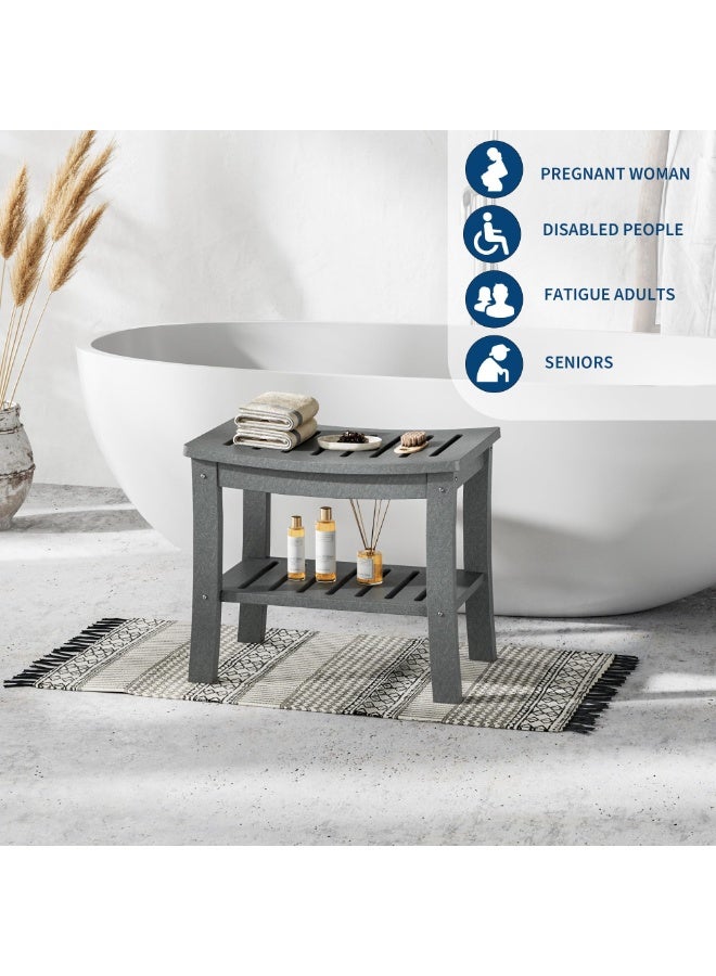 Garvee HDPE Shower Bench with Storage Shelf - 330Lbs Bathroom Stool | ADA Compliant Non-Slip Surface | Indoor/Outdoor -Resistant Seat - Image 5