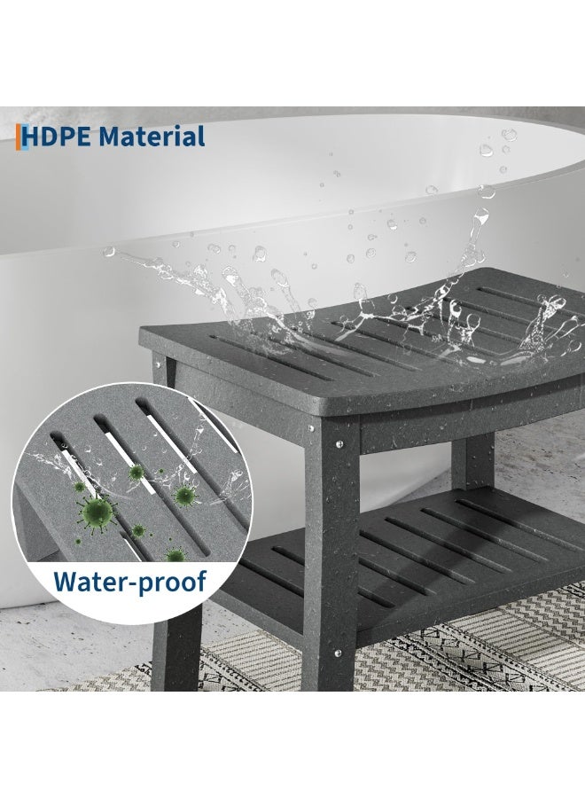 Garvee HDPE Shower Bench with Storage Shelf - 330Lbs Bathroom Stool | ADA Compliant Non-Slip Surface | Indoor/Outdoor -Resistant Seat - Image 4