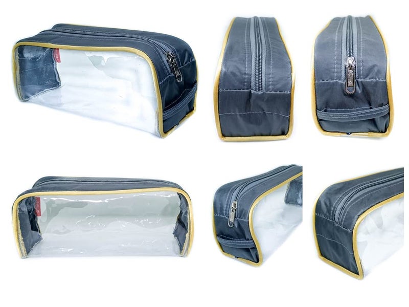 iShine Multipurpose Travel Morning Zipper Pouch for Men and Women(Transparent, Clear) - Medium (Pack of 2, Gold) - Image 4
