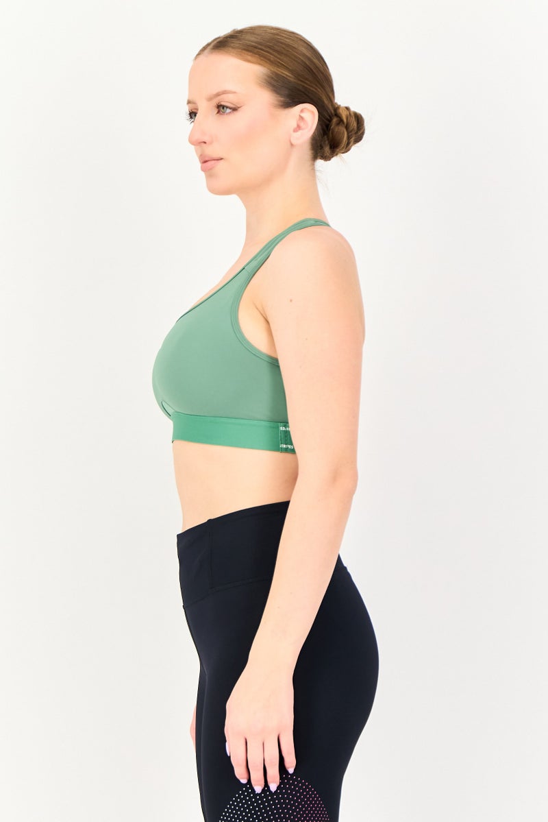 Adidas حمالة صدر رياضية مبطنة للنساء، خضراء - Image 2