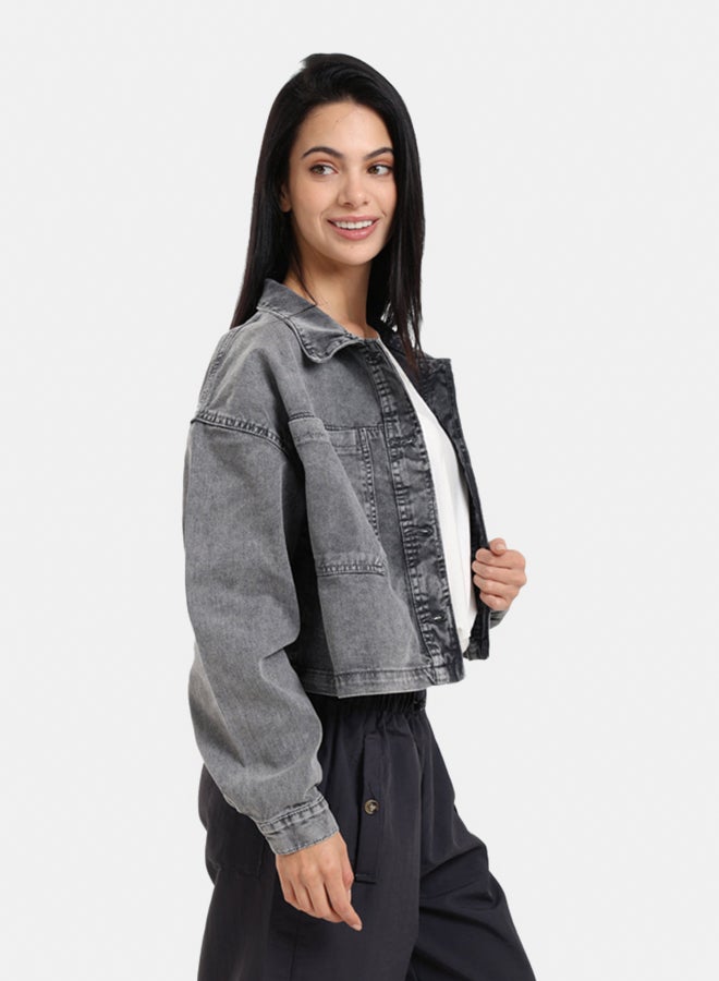 Clue Cropped Denim Jacket  - Image 5