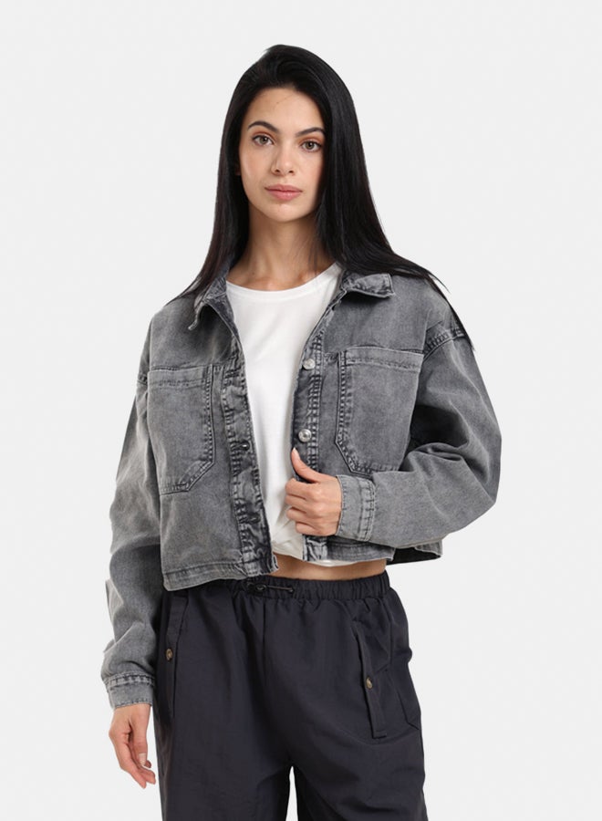 Clue Cropped Denim Jacket  - Image 1