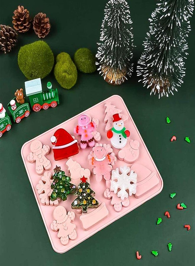 Skytail 3PCS Christmas Cookie Moulds, Xmas Chocolate Molds Holiday Gummy Candy Mold Wax Melt Mold Butter Mould Christmas Tree Gingerbread Snowman Snowflakes Socks Bells Santa Hat, etc. Baking Mold. - Image 3