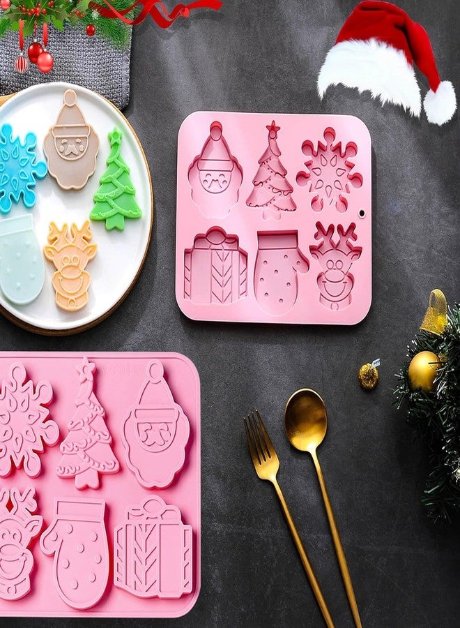 Skytail 3PCS Christmas Cookie Moulds, Xmas Chocolate Molds Holiday Gummy Candy Mold Wax Melt Mold Butter Mould Christmas Tree Gingerbread Snowman Snowflakes Socks Bells Santa Hat, etc. Baking Mold. - Image 4