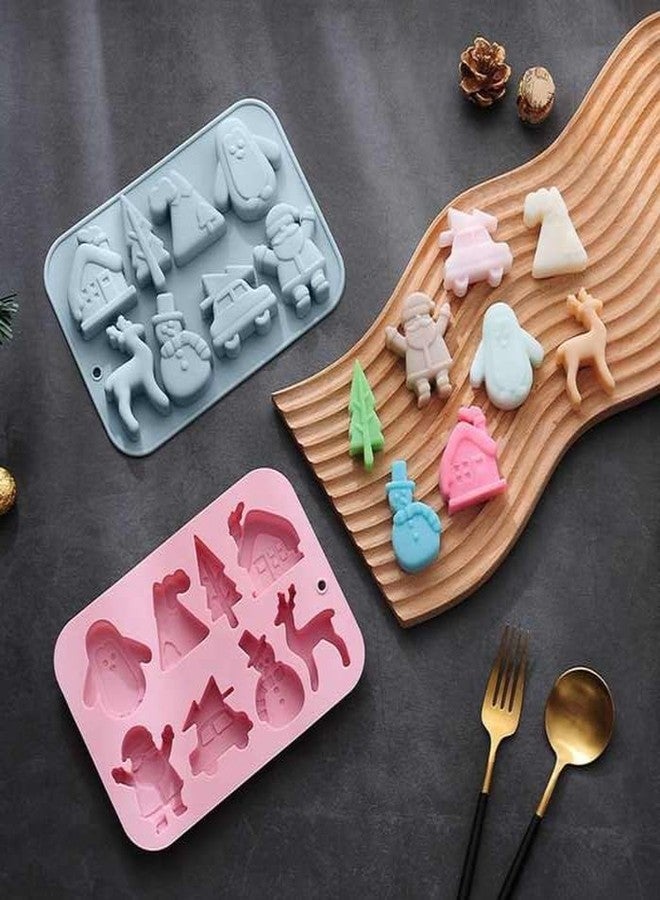 Skytail 3PCS Christmas Cookie Moulds, Xmas Chocolate Molds Holiday Gummy Candy Mold Wax Melt Mold Butter Mould Christmas Tree Gingerbread Snowman Snowflakes Socks Bells Santa Hat, etc. Baking Mold. - Image 5