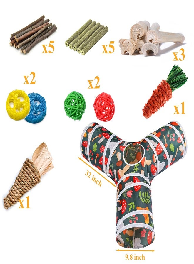HERCOCCI Rabbit Toys, Bunny Tunnel & Tube, Collapsible 3 Way Rabbit Hideout Tunnel with Chew Toy for Bunny Guinea Pig Ferret Kitten - Image 5