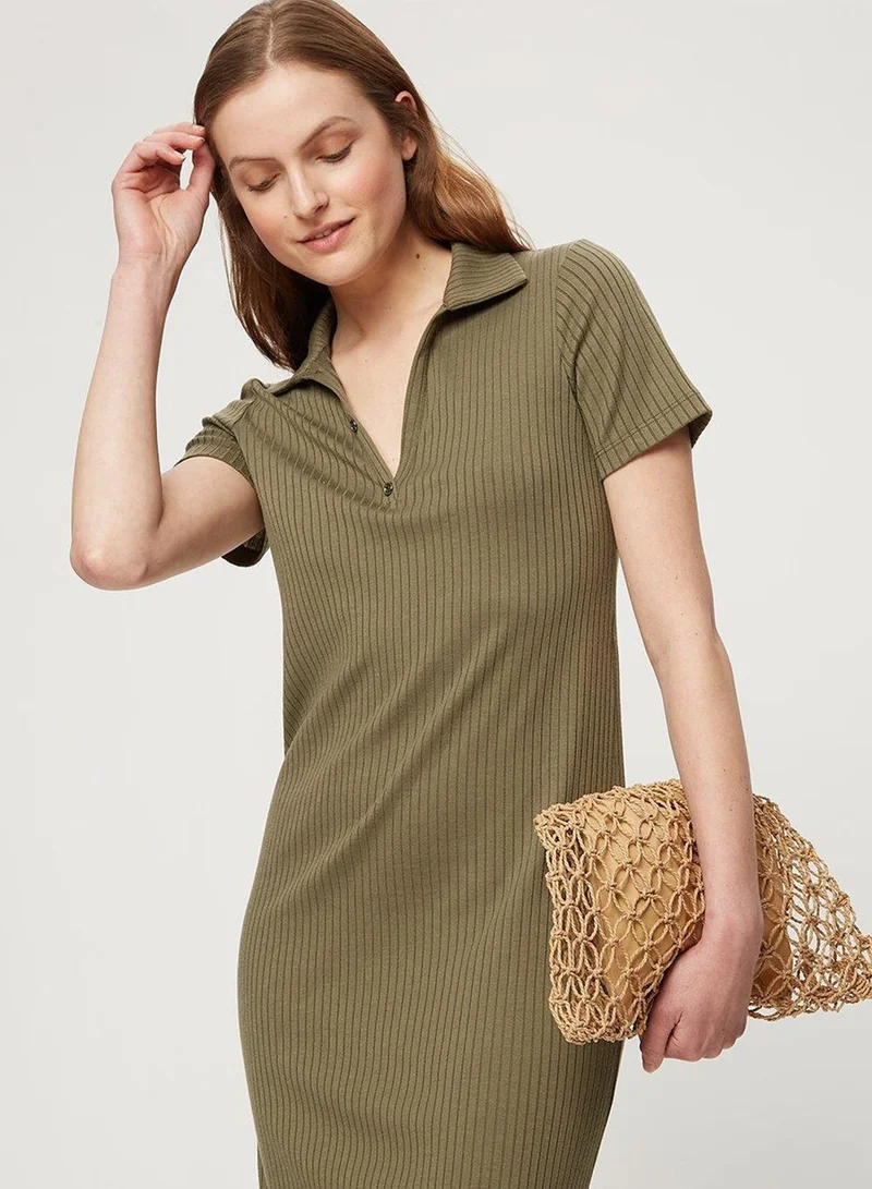 DOROTHY PERKINS Polo Button Detail Ribbed Dress