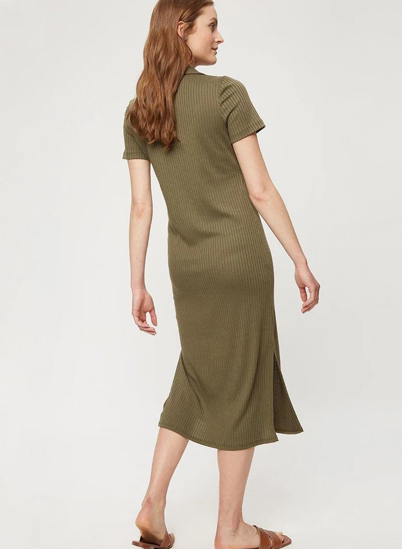 DOROTHY PERKINS Polo Button Detail Ribbed Dress