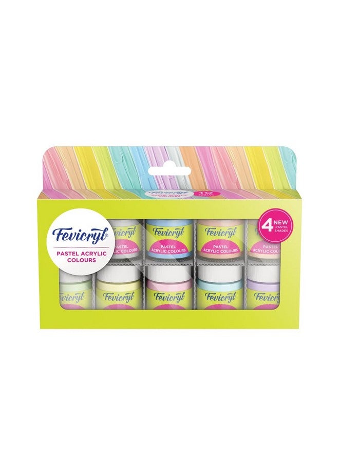 Fevicryl Acrylic Colours Pastel Kit | 10 Colours x 15 ml | DIY Paint, Rich Pigment | Multicolour & Multi-surface | Non-Cracking Paint for Canvas, Wood, Leather, Earthenware, Metal - Image 1