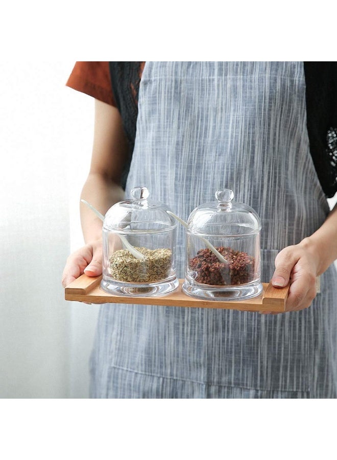 LYNK HOME 1 Piece Classic Round Clear Glass Sugar Bowl with Lid Serving Spoon Salt Pot Pepper Storage Jar Seasoning Pot Dispenser Container Sugar Box Condiment Spice Racks Holder for Kitchen - Image 4