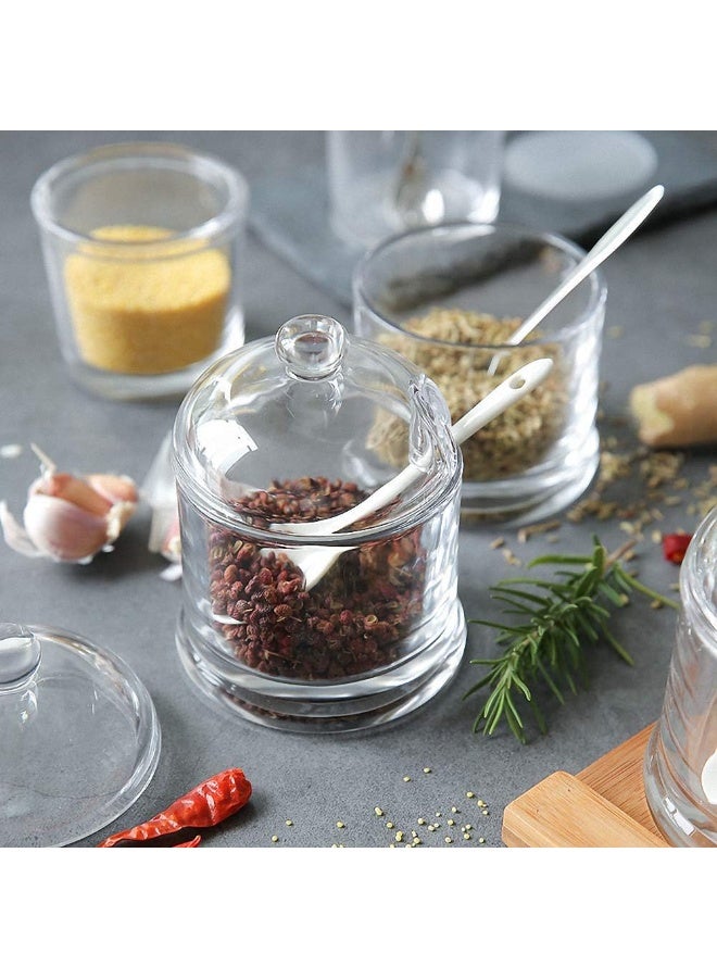 LYNK HOME 1 Piece Classic Round Clear Glass Sugar Bowl with Lid Serving Spoon Salt Pot Pepper Storage Jar Seasoning Pot Dispenser Container Sugar Box Condiment Spice Racks Holder for Kitchen - Image 3