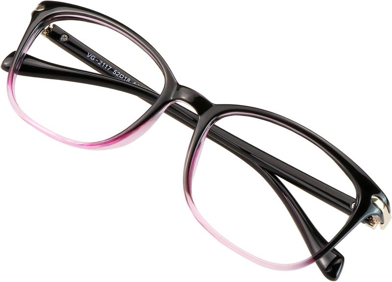 VisionGlobal Blue Light Blocking Glasses for Women/Men, Anti Eyestrain, Computer Reading, TV Glasses, Stylish Square Frame, Anti Glare - Image 1