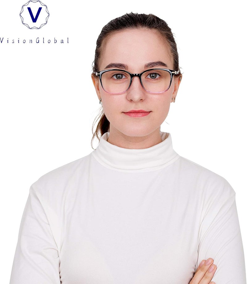 VisionGlobal Blue Light Blocking Glasses for Women/Men, Anti Eyestrain, Computer Reading, TV Glasses, Stylish Square Frame, Anti Glare - Image 5