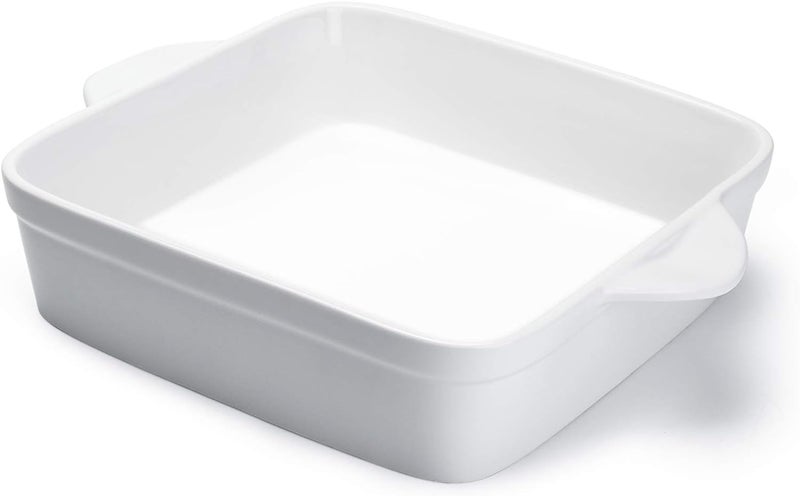 Sweese Sweese 8x8 inch Square Porcelain Baking Dish with Double Handles  NonStick Oven Casserole Pan for Brownie Lasagna Roasting  Great for Serving or Cooking 