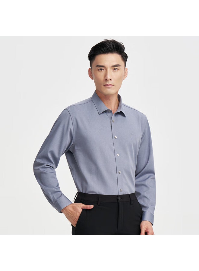 Tries Men's Fleece-lined Shirt 3a Antibacterial Autumn Winter Solid Color Logo Warm Long Sleeve Business Casual Shirt For Men - Image 1