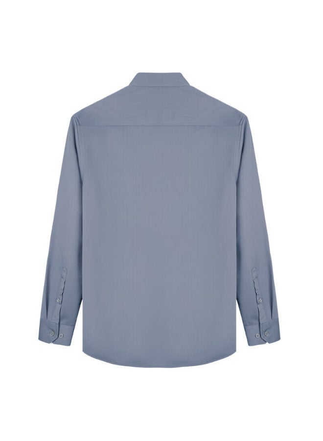 Tries Men's Fleece-lined Shirt 3a Antibacterial Autumn Winter Solid Color Logo Warm Long Sleeve Business Casual Shirt For Men - Image 3
