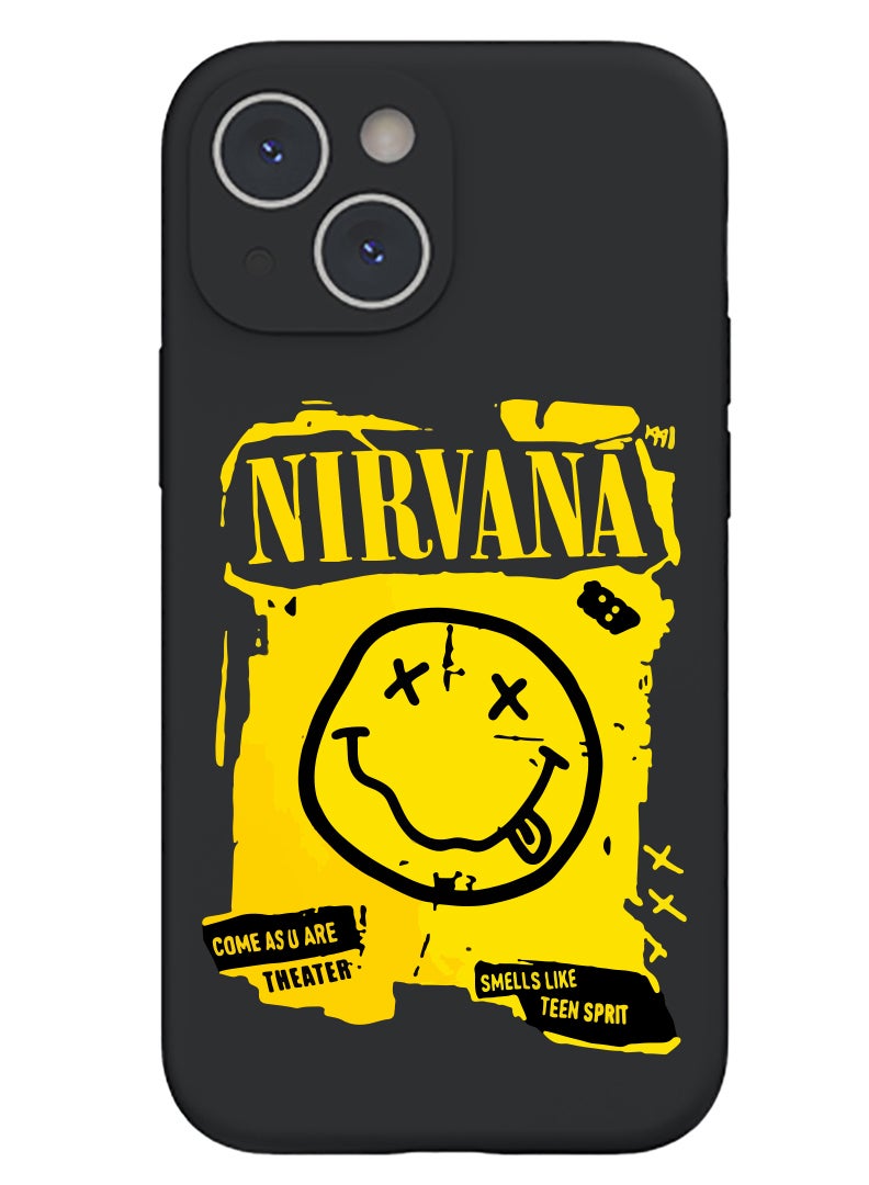 Theodor Protective Slim Fit Case Liquid Silicone Cover with Full Body Protection Anti-Scratch Shockproof Case For iPhone 15 Plus Black - FORZA124 Nirvana - Image 1