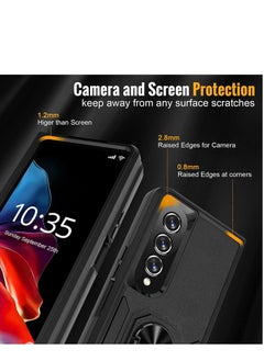 Rock Pow Z Fold 4 Case,Galaxy Z Fold 4 Case with[360˚Rotatable Ring Kickstand][2 x 9H Camera Lens Protector],Anti-Scratch Shockproof Protective Phone Case for Samsung Fold 4 5G(Black)  - Image 3