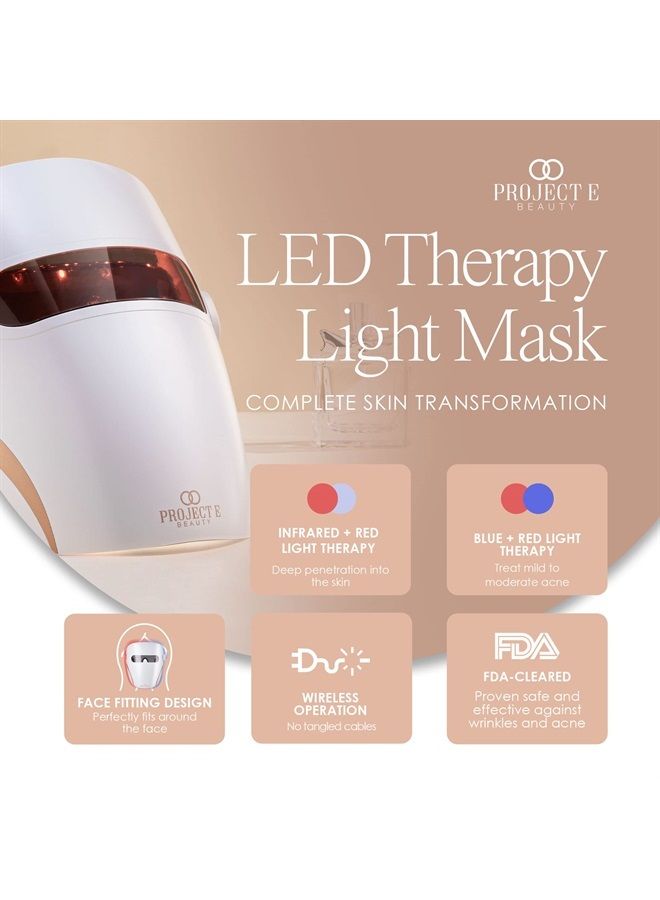 Project E Beauty LED Light Therapy Mask FDA-Cleared | Infrared, Red & Blue Light Therapy | Collagen Boost | Anti-Wrinkle & Anti-Acne | Wireless Face Mask | Advanced Skincare | All Skin Types - Image 3