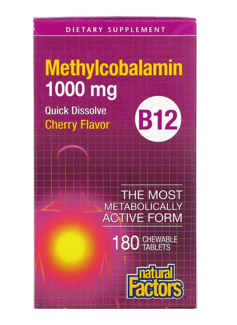 natural Factors B12 Methylcobalamin, 1000 mcg, 180 Chewable Tablets 