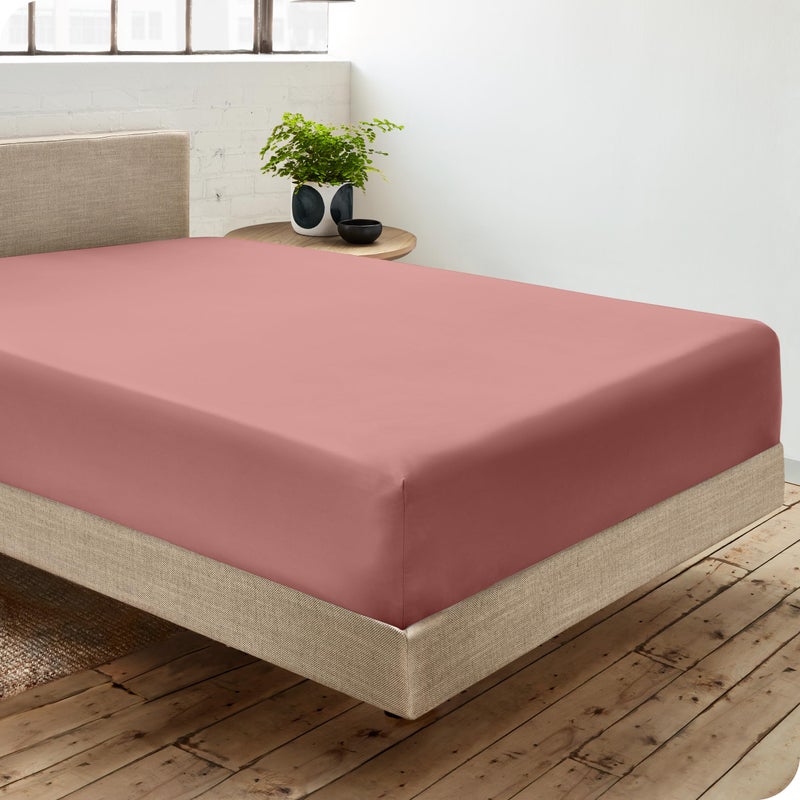 Bare Home Bare Home 100% Organic Cotton Twin XL Fitted Bottom Sheet - Crisp Percale Weave - Lightweight & Breathable - Deep Pocket Fitted Sheet (Twin XL  Dusty Rose)  - Image 2