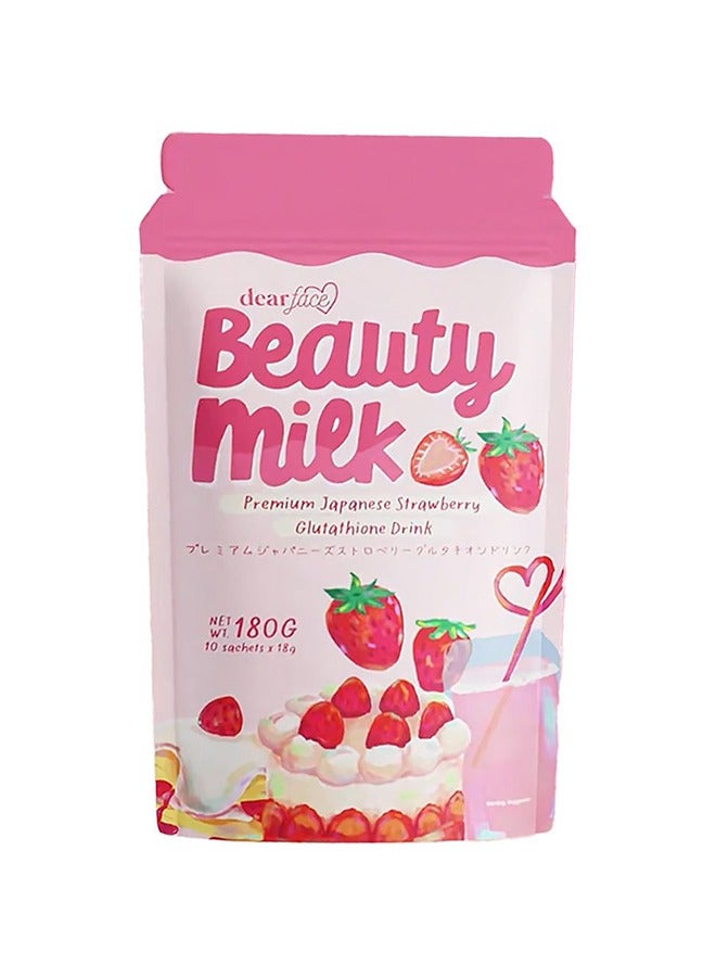dear face ‏‏Beauty Milk Premium Japanese Strawberry Glutathione drink 180g - Image 1