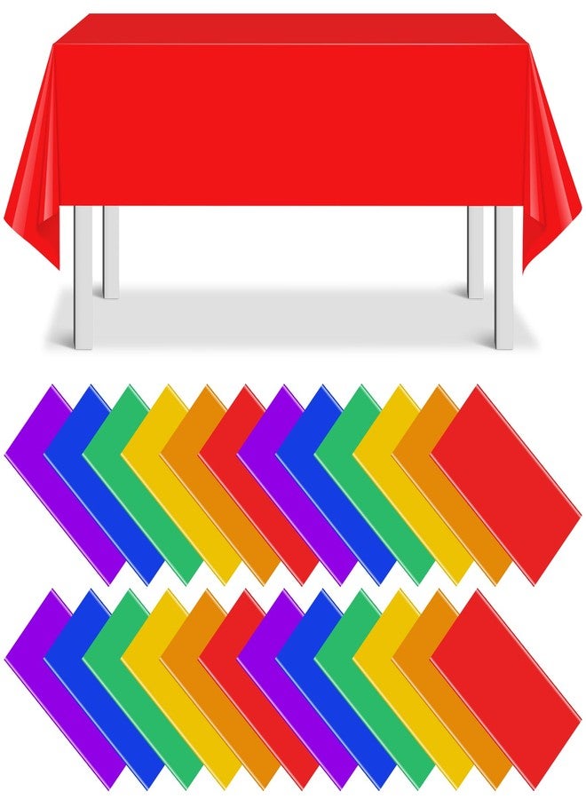 MASHAN 24 Pack Assorted Color Rectangle Plastic Tablecloth Disposable Rainbow Tablecloth Colorful Rectangle Table Covers for Birthday Wedding Fiesta Picnic Home Party Decorations, 54 x 108 Inch,6 Color - Image 1